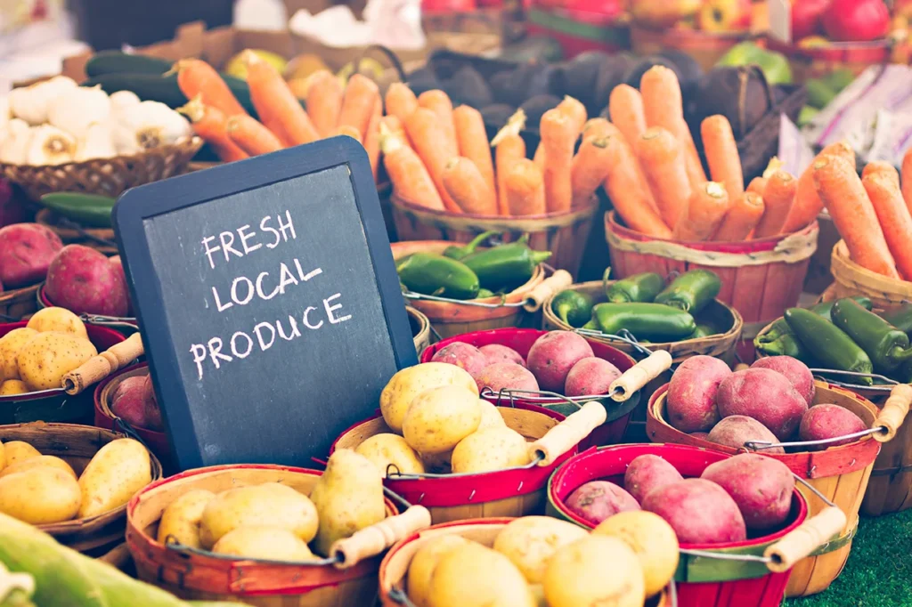 Fresh local produced vegetables and fruits